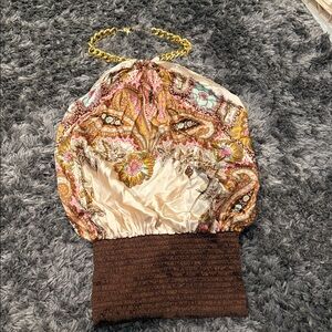 Body Language Paris Floral Top with Chain Detail